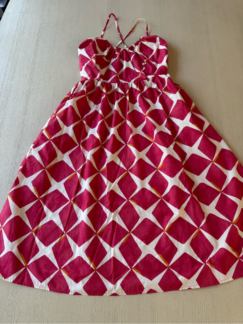 Banana Republic Hot Pink and White Geometric Sundress